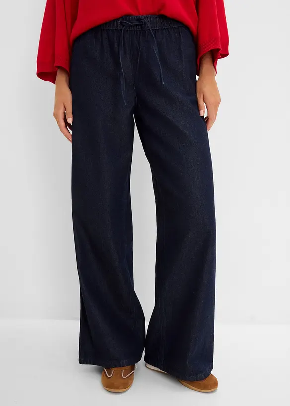 Leichte Wide-Leg-Jeans Mid Waist, bonprix