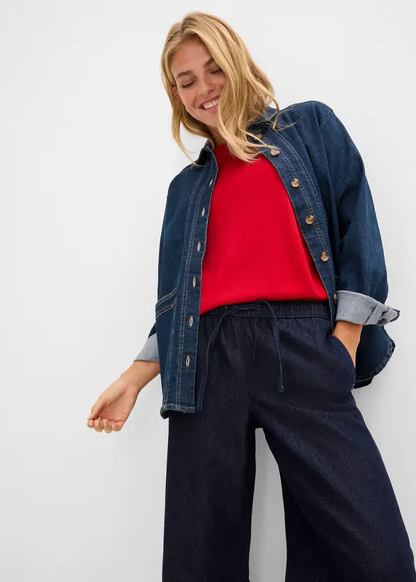 Leichte Wide-Leg-Jeans Mid Waist, bonprix
