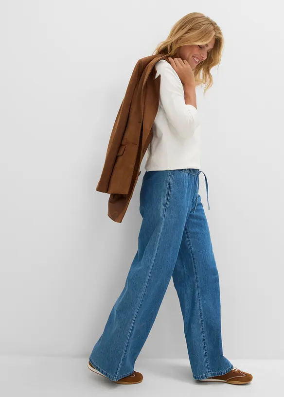 Jean large et l&eacute;ger, taille mi-haute, bonprix
