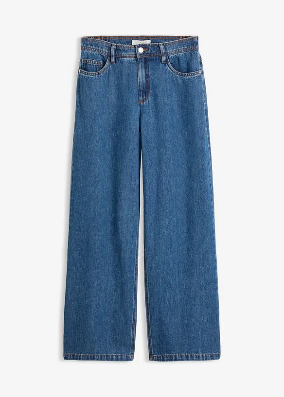 Wide-Leg-Jeans Mid Waist cropped, bonprix