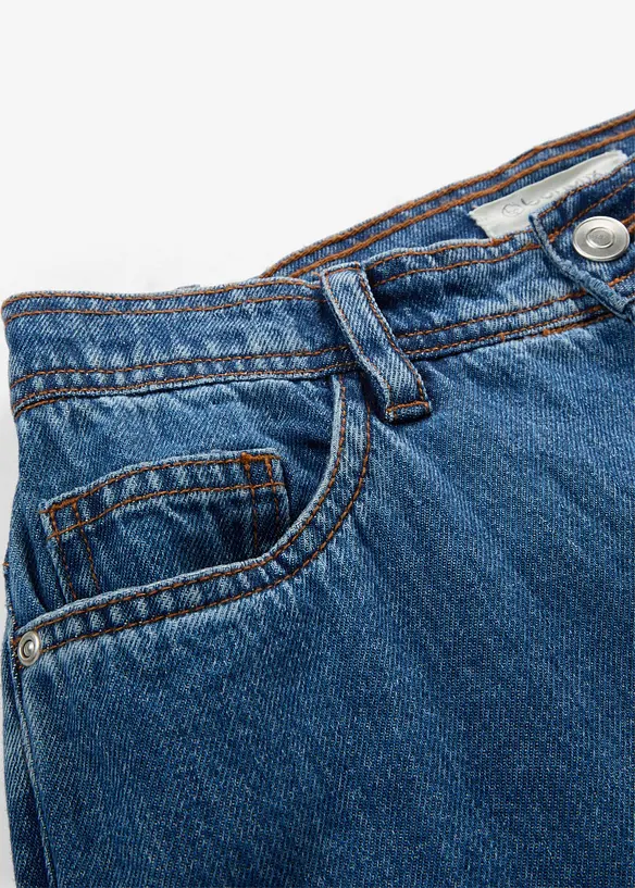 Wide-Leg-Jeans Mid Waist cropped, bonprix