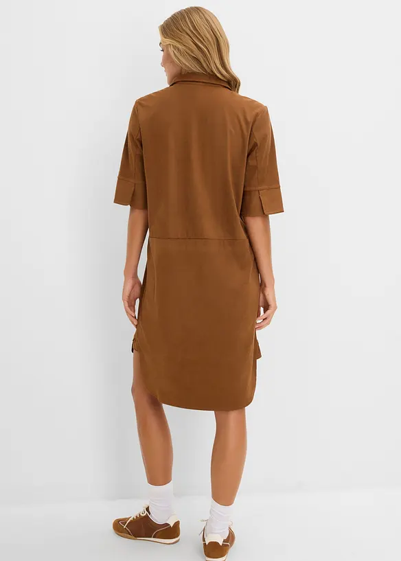 Hemdblusenkleid in Velourslederimitat, bonprix