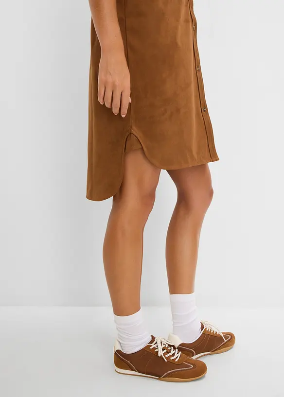 Hemdblusenkleid in Velourslederimitat, bonprix