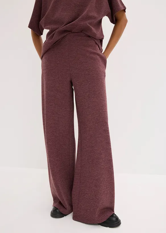 Pantalon &agrave; jambe large en piqu&eacute;, bonprix