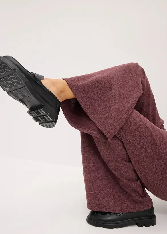 Pantalon &agrave; jambe large en piqu&eacute;, bonprix