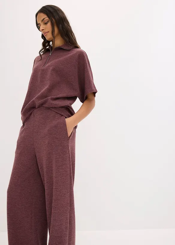 Pantalon &agrave; jambe large en piqu&eacute;, bonprix