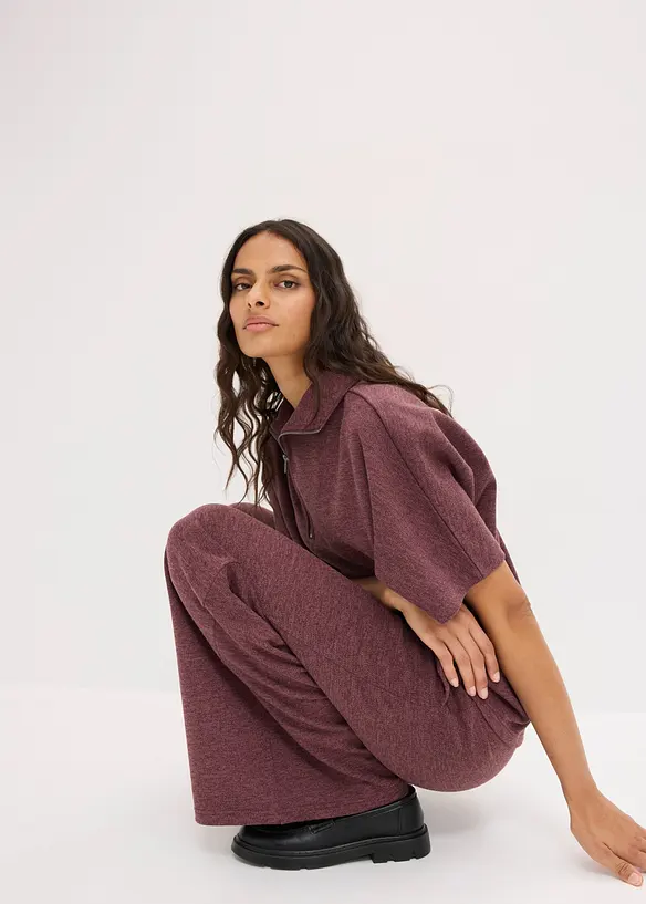Pantalon &agrave; jambe large en piqu&eacute;, bonprix