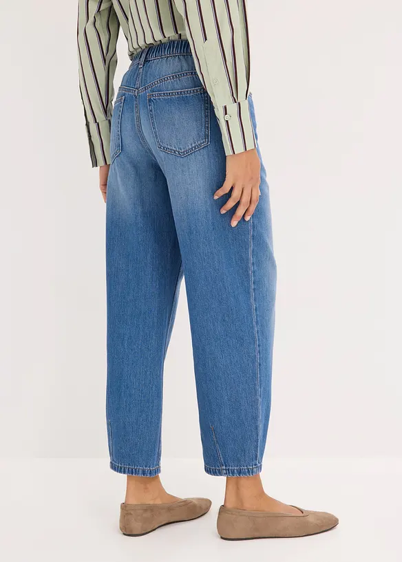 Jean barrel cropped, taille mi-haute, bonprix