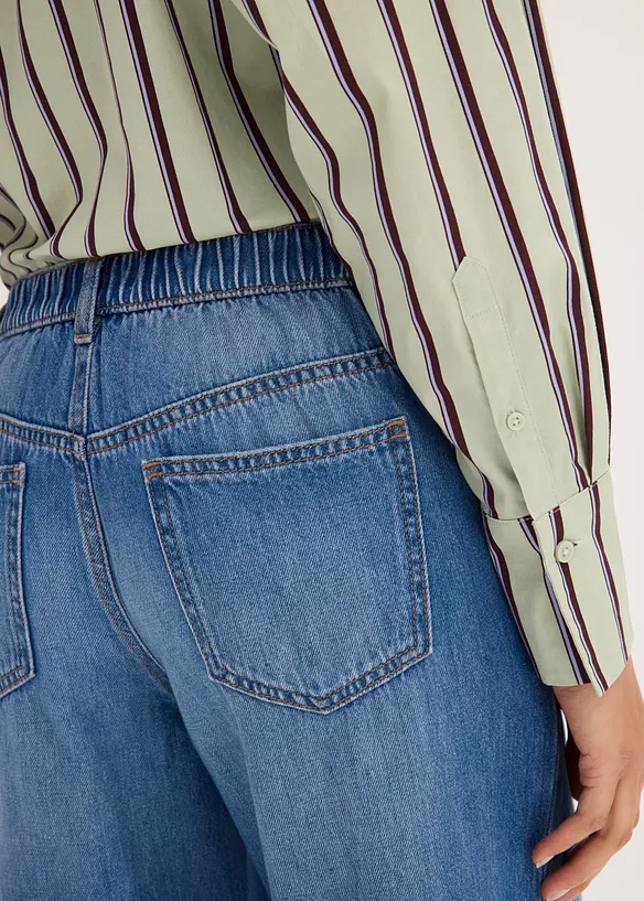 Jean barrel cropped, taille mi-haute, bonprix