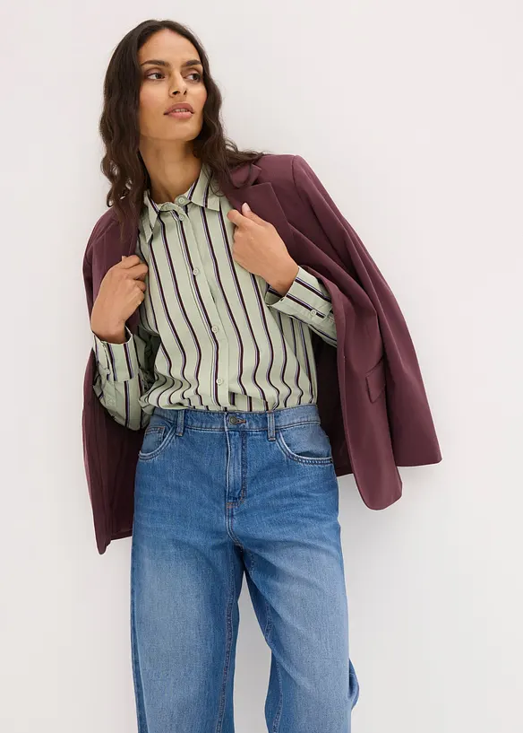 Jean barrel cropped, taille mi-haute, bonprix