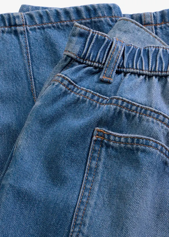 Jean barrel cropped, taille mi-haute, bonprix