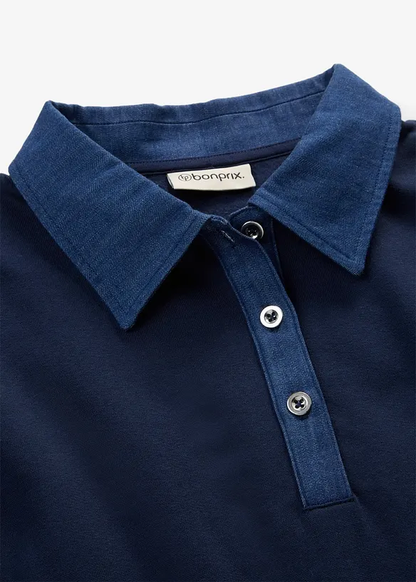 Sweat oversize avec col en denim, bonprix