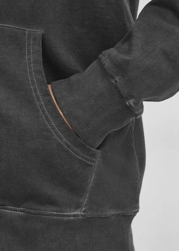 Kapuzen-Sweatjacke in gewaschener Optik aus reiner Baumwolle, bonprix