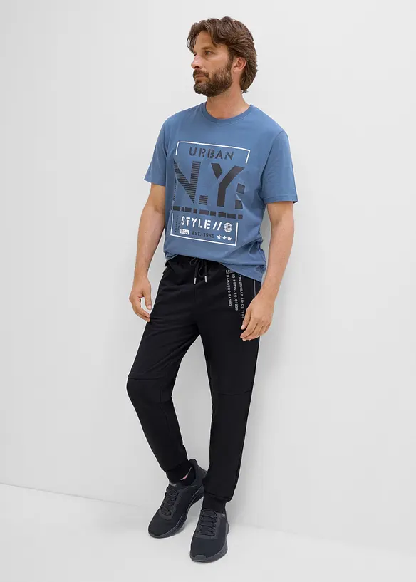Pantalon de jogging &agrave; imprim&eacute; sportif, 100% coton, bonprix