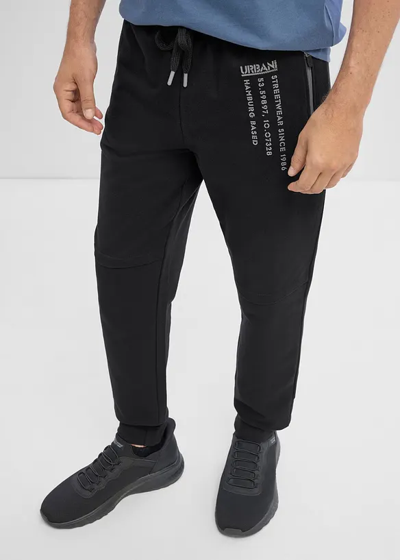 Pantalon de jogging &agrave; imprim&eacute; sportif, 100% coton, bonprix
