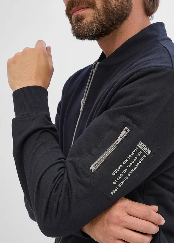 Sweat zipp&eacute; bomber 100% coton, bonprix