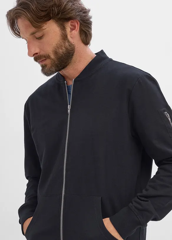 Sweat zipp&eacute; bomber 100% coton, bonprix
