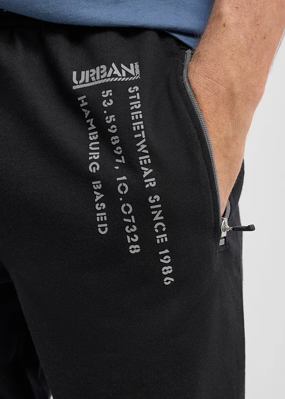 Pantalon de jogging &agrave; imprim&eacute; sportif, 100% coton, bonprix