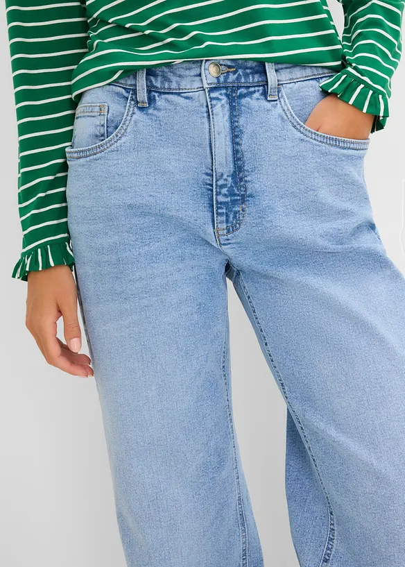 Jean droit et loose, taille haute, bonprix