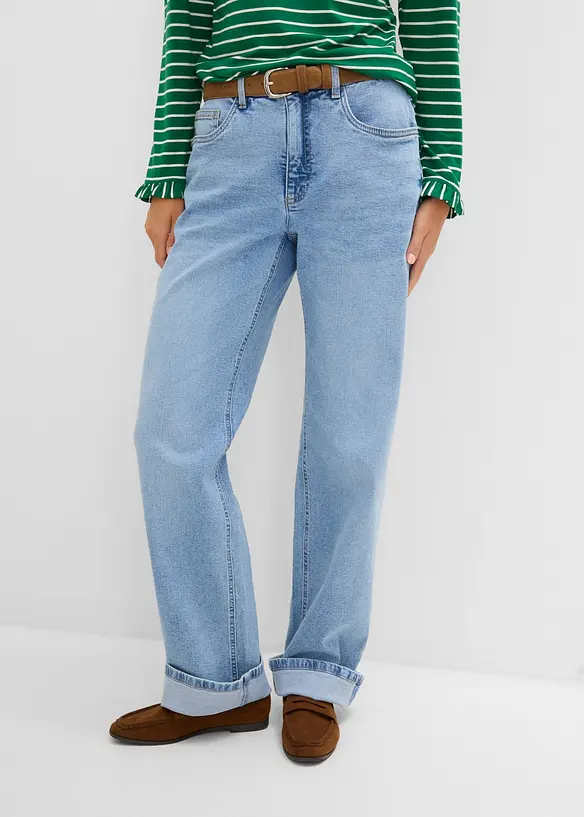 Jean droit et loose, taille haute, bonprix