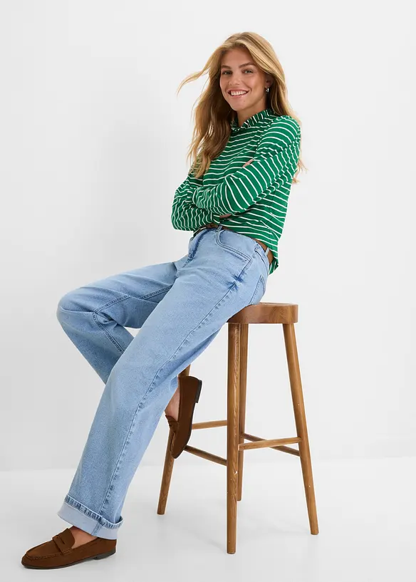 Jean droit et loose, taille haute, bonprix