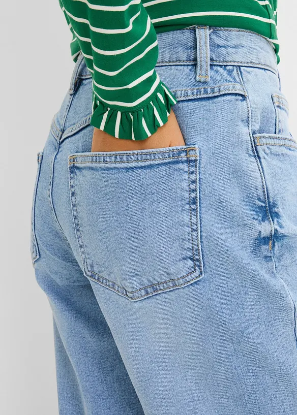 Jean droit et loose, taille haute, bonprix