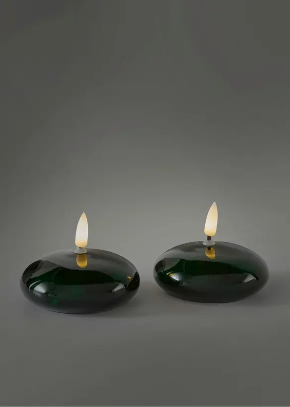 Lot de 2&nbsp;bougies LED forme lampe &agrave; huile, bonprix