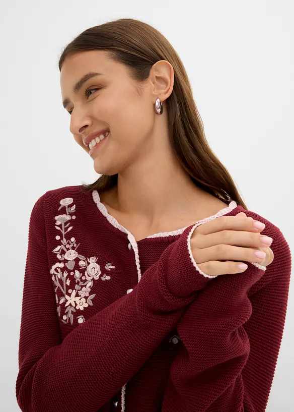 Joli gilet en maille bavarois avec broderie, bonprix