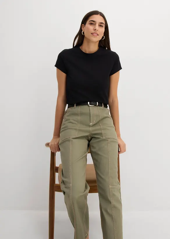 Verk&uuml;rzte Twillhose aus Baumwoll-Elasthan-Mix, bonprix