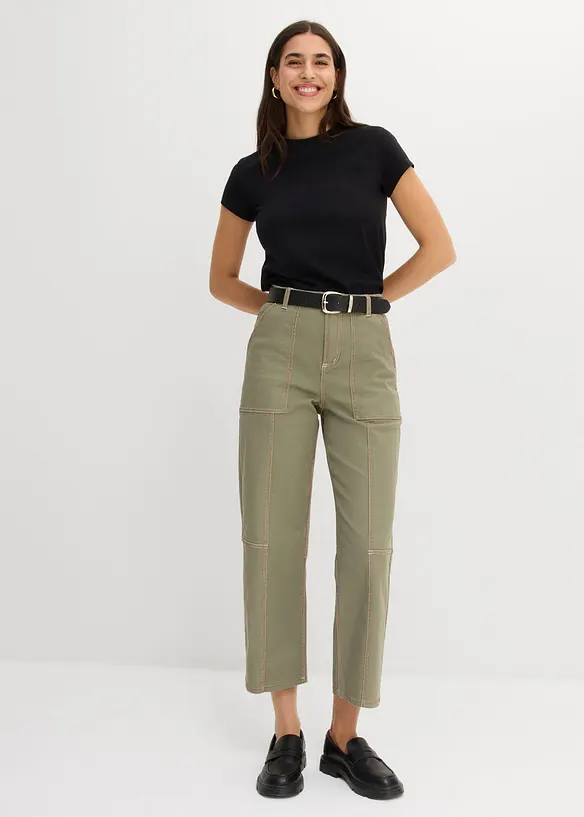 Verk&uuml;rzte Twillhose aus Baumwoll-Elasthan-Mix, bonprix
