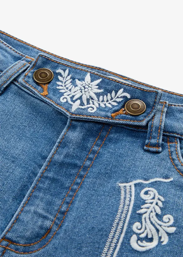 Jean bavarois bootcut, taille mi-haute, avec broderie, bonprix