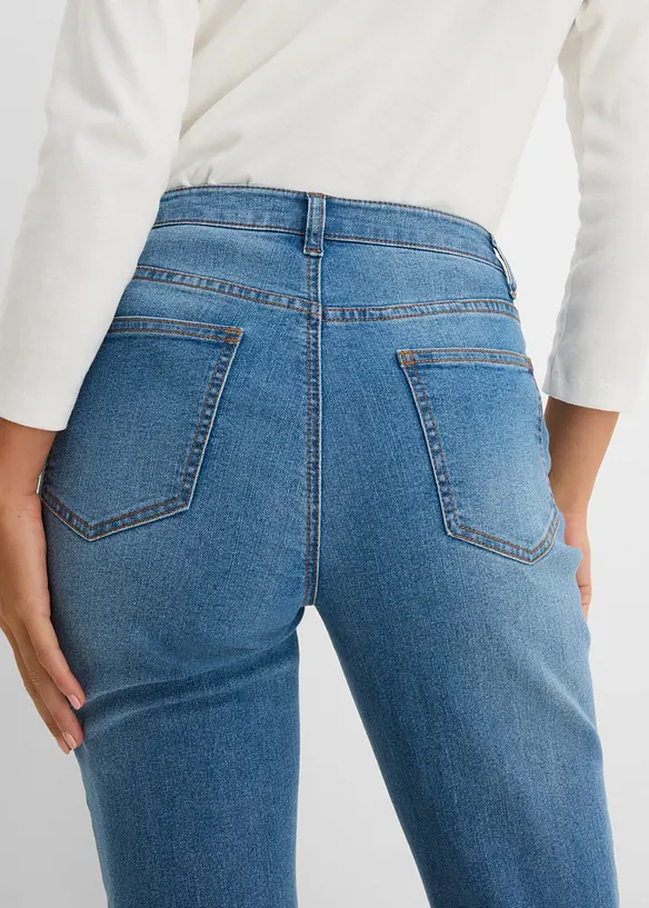 Jean bavarois bootcut, taille mi-haute, avec broderie, bonprix