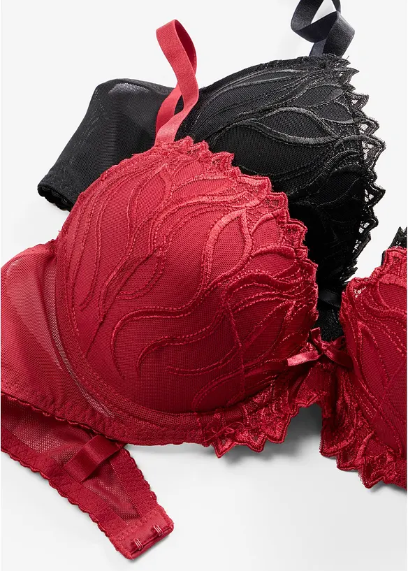 Lot de 2 soutiens-gorge &agrave; coques et broderies, bonprix