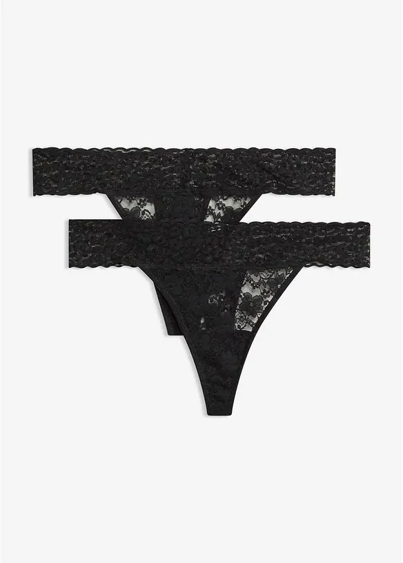 Lot de 2 tangas en dentelle, bonprix