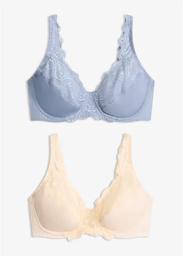 Lot de 2 soutiens-gorge avec dentelle, bonprix