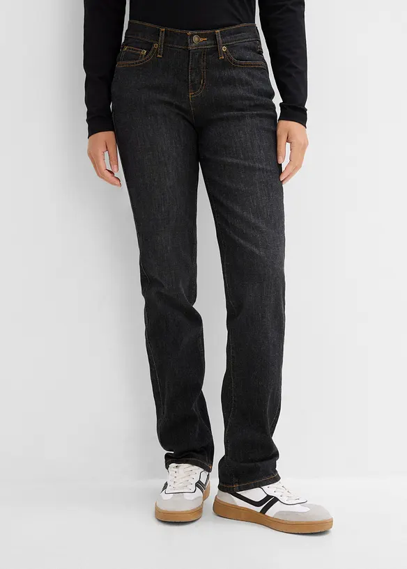 Jean droit taille mi-haute, extensible, bonprix