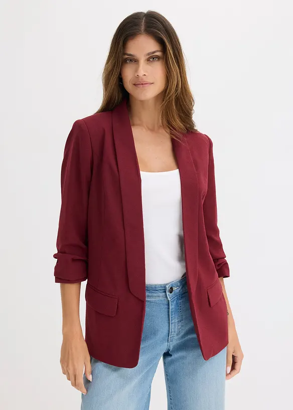 Blazer long &agrave; manches drap&eacute;es, bonprix