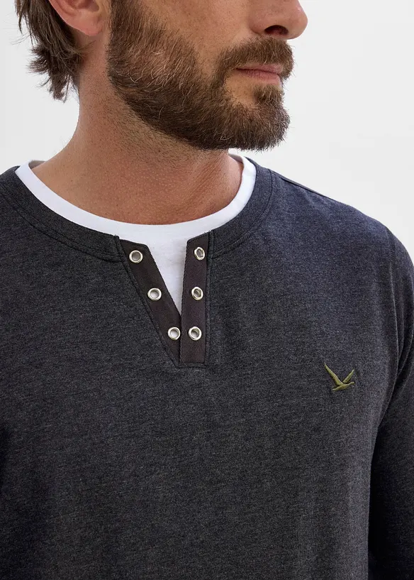 2 in 1 Langarmshirt (2er Pack), bonprix