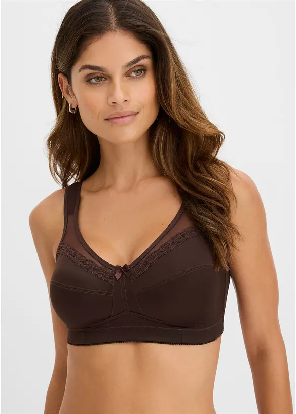 Lot de 2 soutiens-gorge grand maintien sans armatures, bretelles rembourr&eacute;es, bonprix