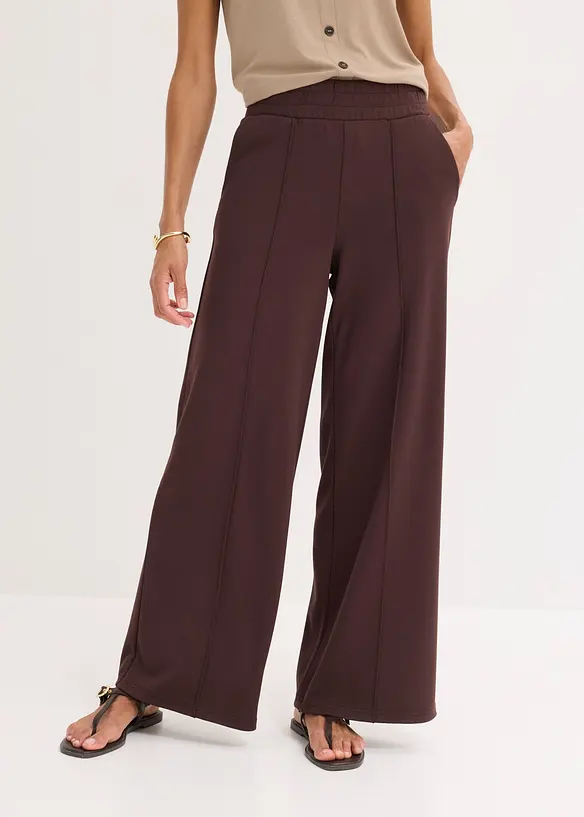 Pantalon large &agrave; pinces en jersey, bonprix