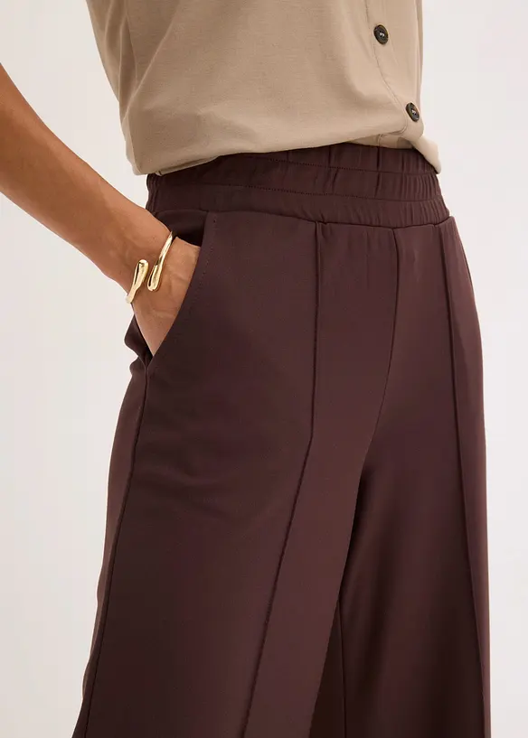 Pantalon large &agrave; pinces en jersey, bonprix