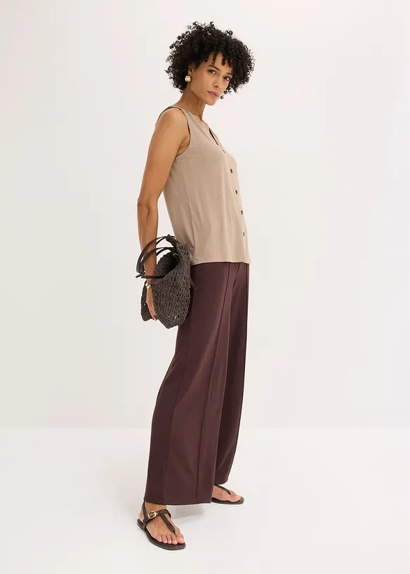 Pantalon large &agrave; pinces en jersey, bonprix