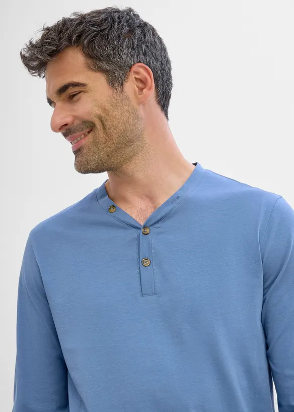 Langarm-Henleyshirt aus reiner Bio-Baumwolle (2er Pack), bonprix