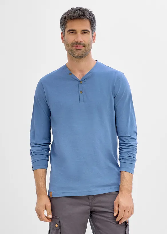 Langarm-Henleyshirt aus reiner Bio-Baumwolle (2er Pack), bonprix
