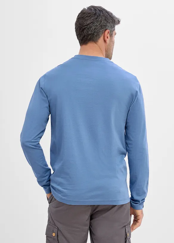 Langarm-Henleyshirt aus reiner Bio-Baumwolle (2er Pack), bonprix