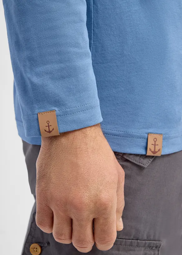 Langarm-Henleyshirt aus reiner Bio-Baumwolle (2er Pack), bonprix