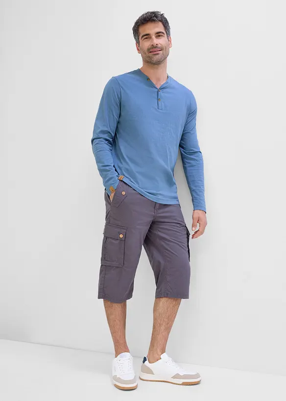 Langarm-Henleyshirt aus reiner Bio-Baumwolle (2er Pack), bonprix
