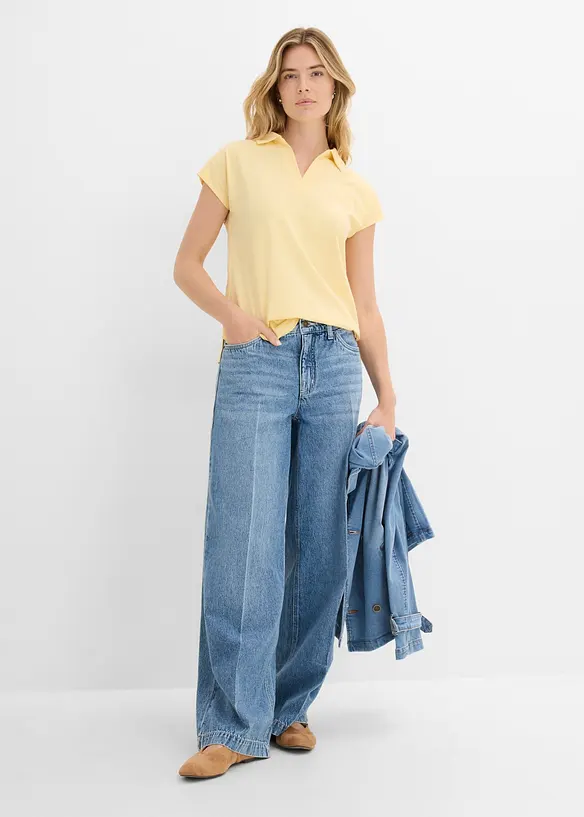 Polo en coton extensible, bonprix