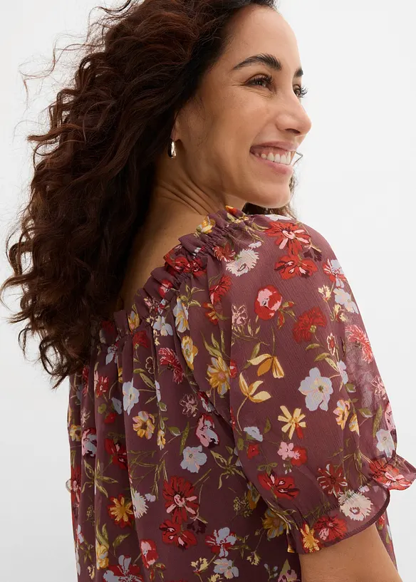 Blouse &agrave; encolure Bardot, bonprix