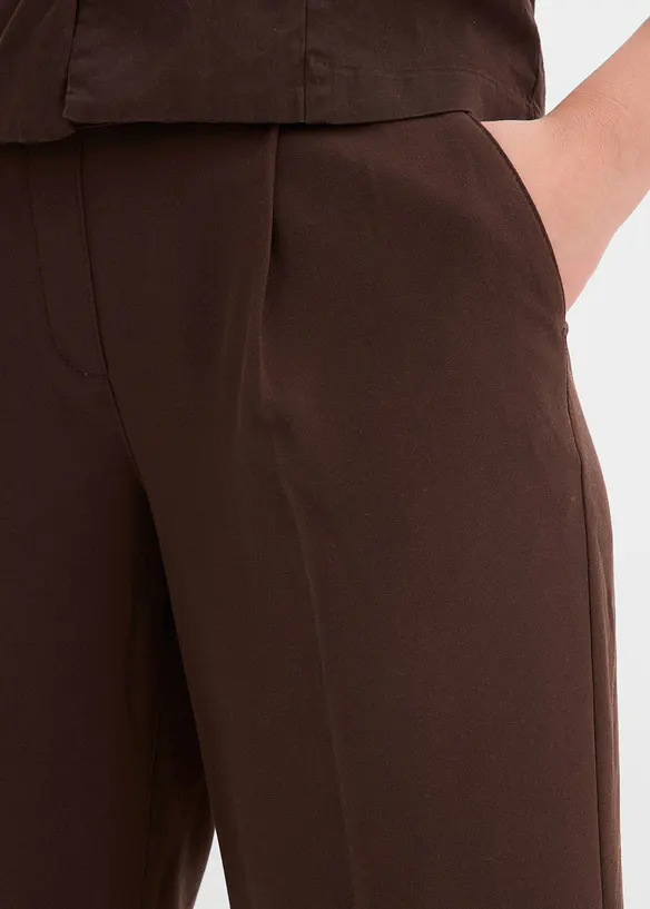 Pantalon taille &eacute;lastiqu&eacute;e &agrave; pinces, bonprix